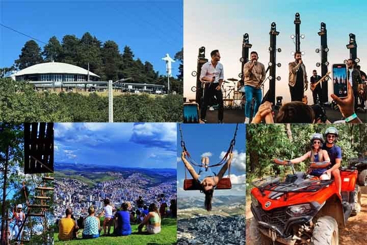 A área ao redor do monumento conta com mirantes, espaços para piquenique e prática de esportes como voo livre, sendo um dos pontos mais emblemáticos do município. Reprodução: Flipar