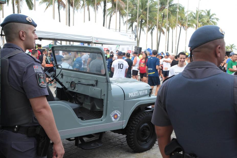 Polícia Militar reforçou o policiamento em Santos. Foto: Francisco Arrais/PMS