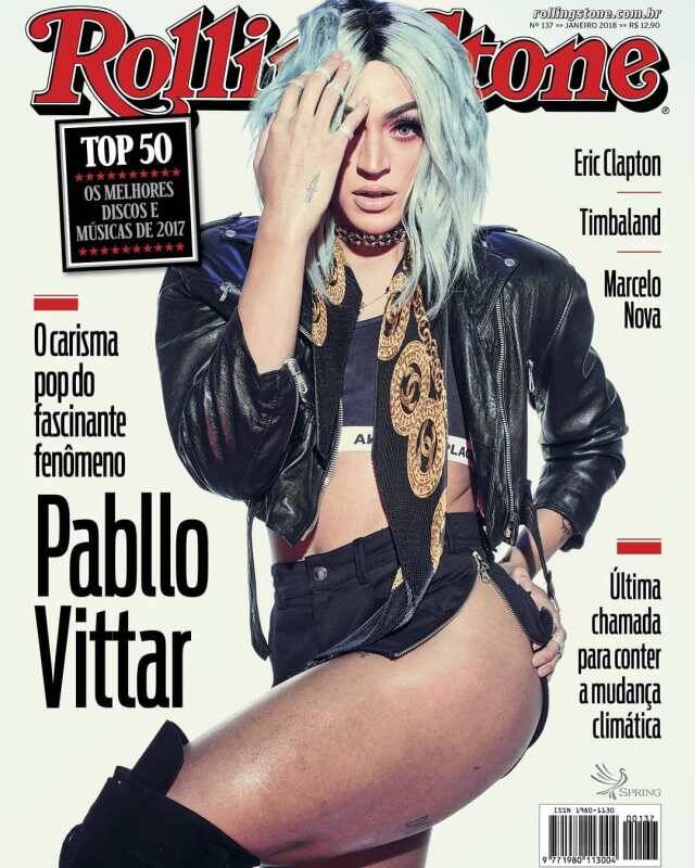 A dragqueen Pabllo Vittar foi capa da Rolling Stone em janeiro desse ano . Foto: Reprodução