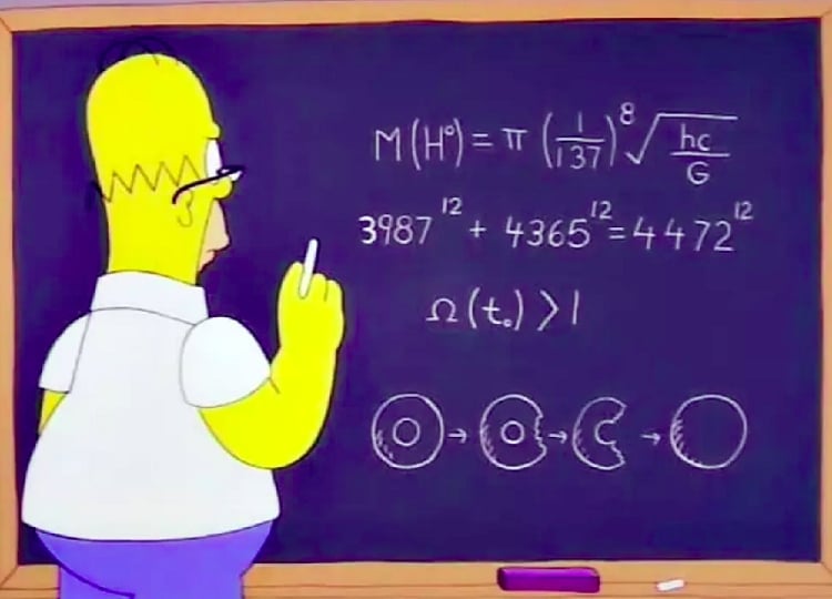 A Partícula de Deus: Na 10ª temporada, Homer passa por uma crise de meia-idade e resolve tentar se tornar inventor. Acontece que por muito pouco ele não prevê a chamada “Partícula de Deus”, que veio a ser descoberta 10 anos depois. Reprodução: Flipar