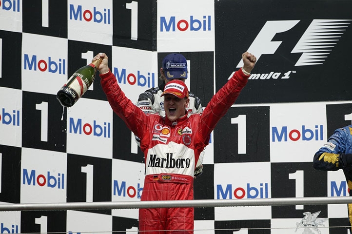 Schumacher aposentou-se em 2006 e depois  voltou a competir, entre 2010 e 2012. Ele  foi ao pódio (primeiro a terceiro lugar) em 155 corridas