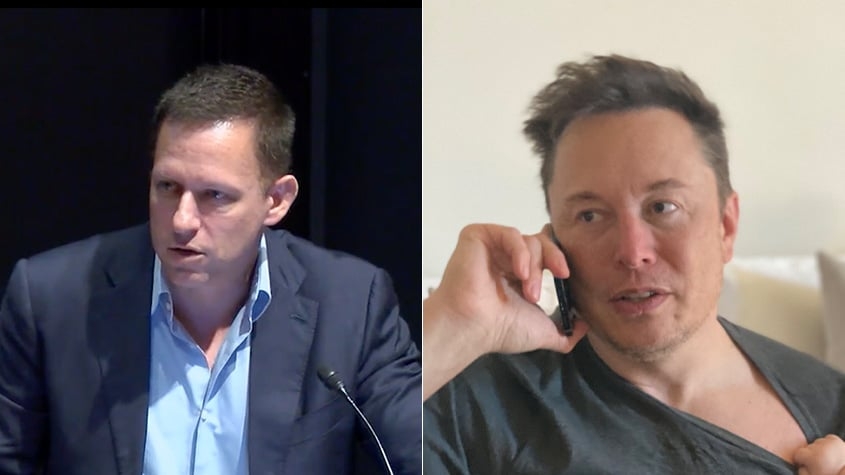 Devido a desentendimentos com a liderança de Peter Thiel, Musk foi expulso em outubro de 2000 de seu papel como CEO da Paypal (cujo domínio foi comprado por ele em 2017), embora tenha permanecido no conselho da empresa. Reprodução: Flipar