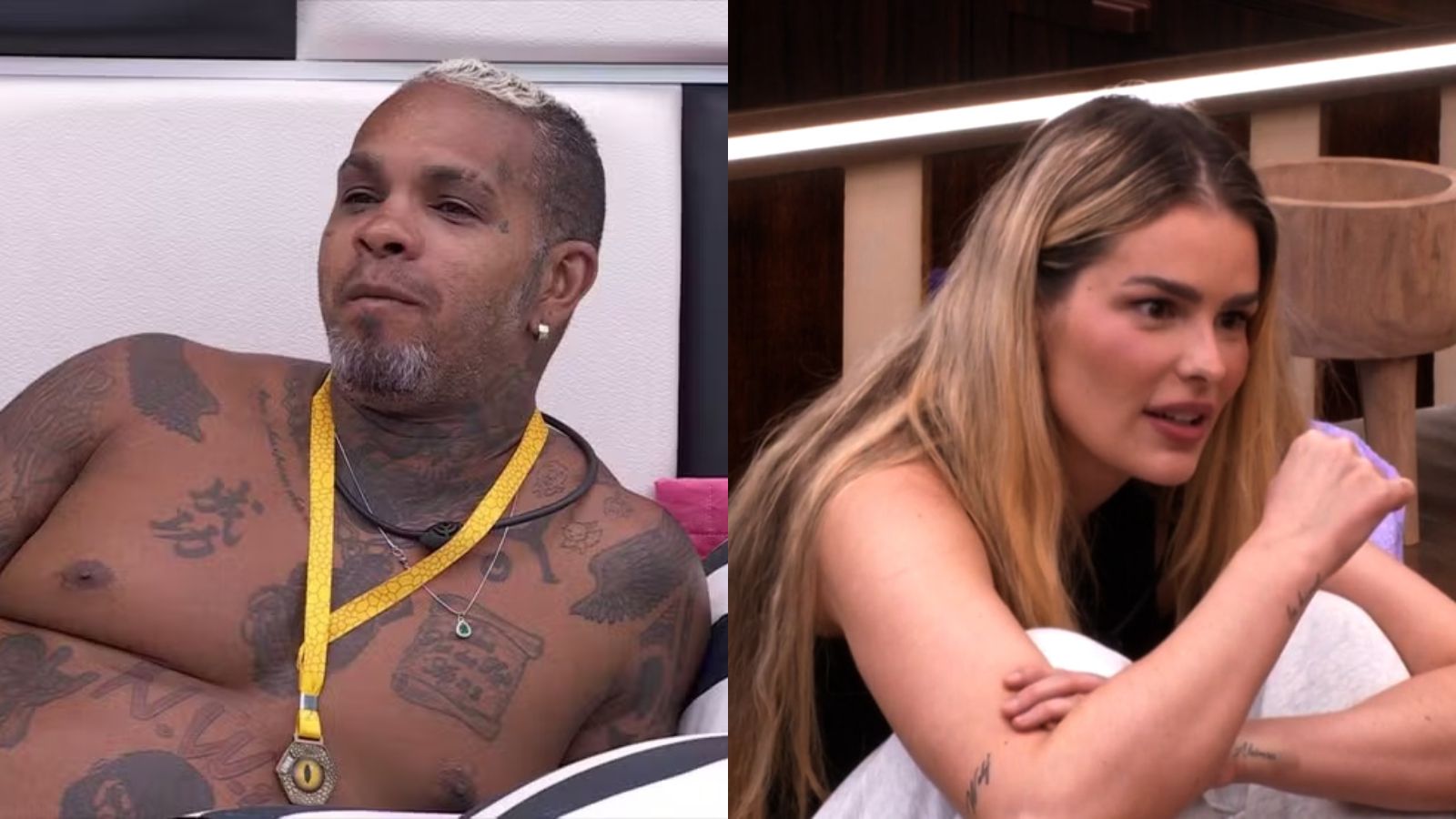 Rodriguinho e Yasmin Brunet no 'BBB 24' Reprodução/Globo - 16.01.2024 