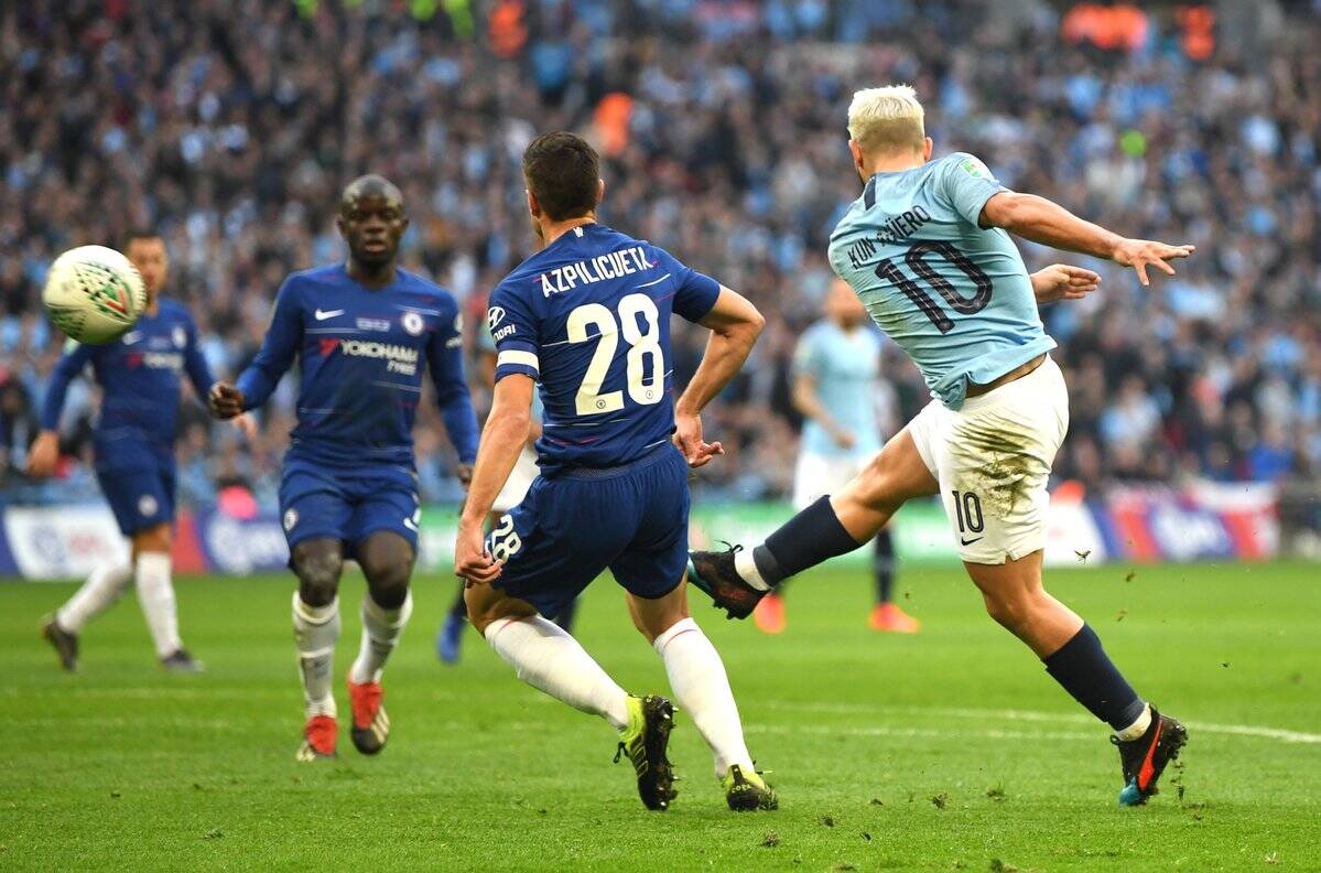 Agüero em ação pelo Manchester City contra o Chelsea. Foto: Twitter/Reprodução