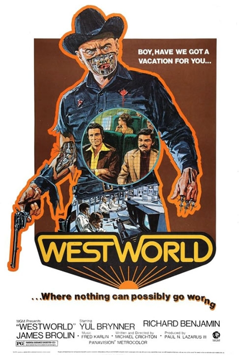 “Westworld” (1973): A trama do filme se passa em um parque temático futurista em que os visitantes podem viver aventuras no Velho Oeste com androides programados para satisfazer todos os seus desejos.  Reprodução: Flipar