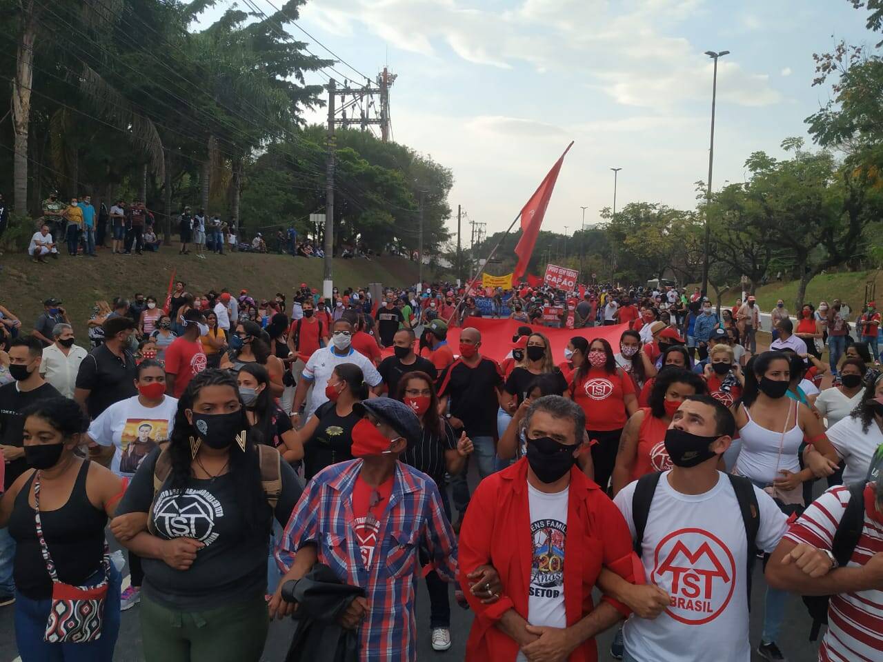 Protesto do MTST contra o despejo de famílias durante a pandemia de Covid-19.. Foto: Divulgação/MTST