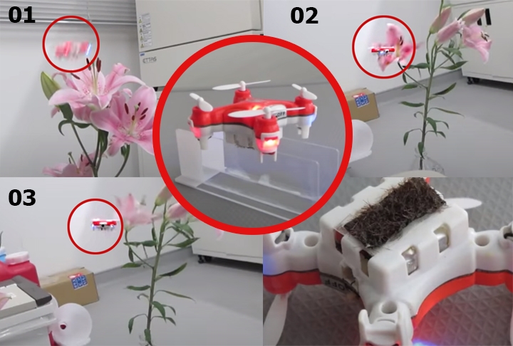No Japão, em 2017, pesquisadores criaram um drone para substituir a abelha na polinização cruzada. Reprodução: Flipar