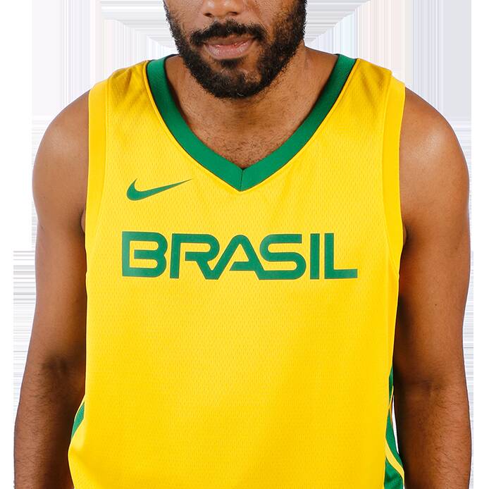 Nova camisa amarela da seleção brasileira de basquete / 2019. Foto: Divulgação/Nike