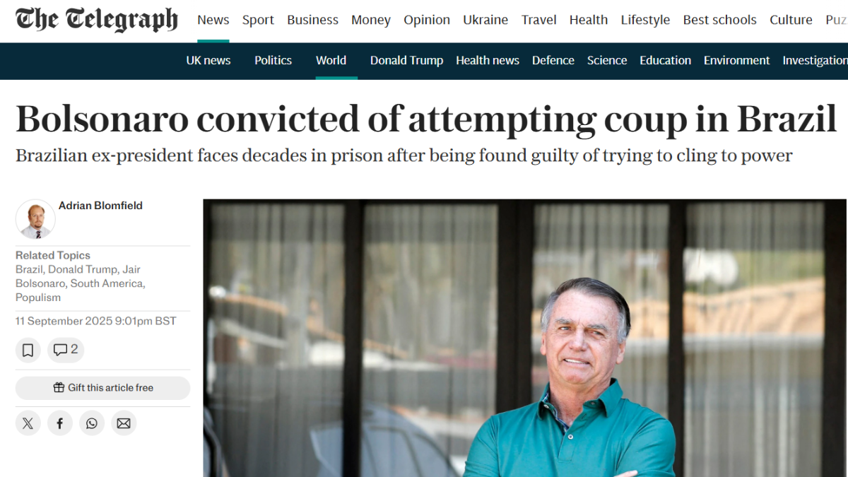 Britânico também repercutiu a condenação do ex-presidente. Foto: Reprodução