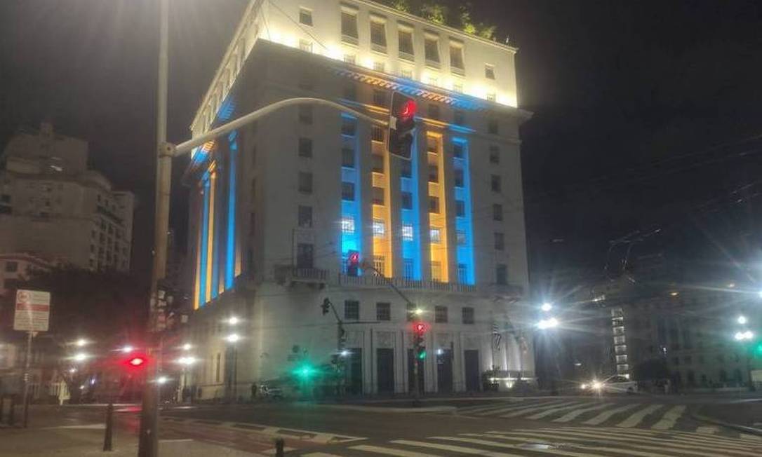 São Paulo ilumina pontos turísticos com as cores da Ucrânia em solidariedade ao país invadido pela Rússia. Foto: Reprodução
