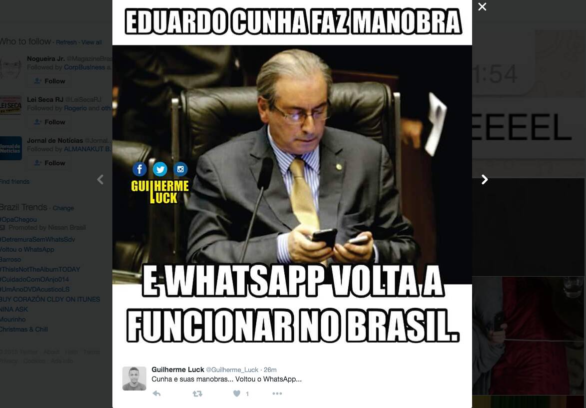 House Of Cunha por trás do retorno do WhatsApp?. Foto: Reprodução/Twitter