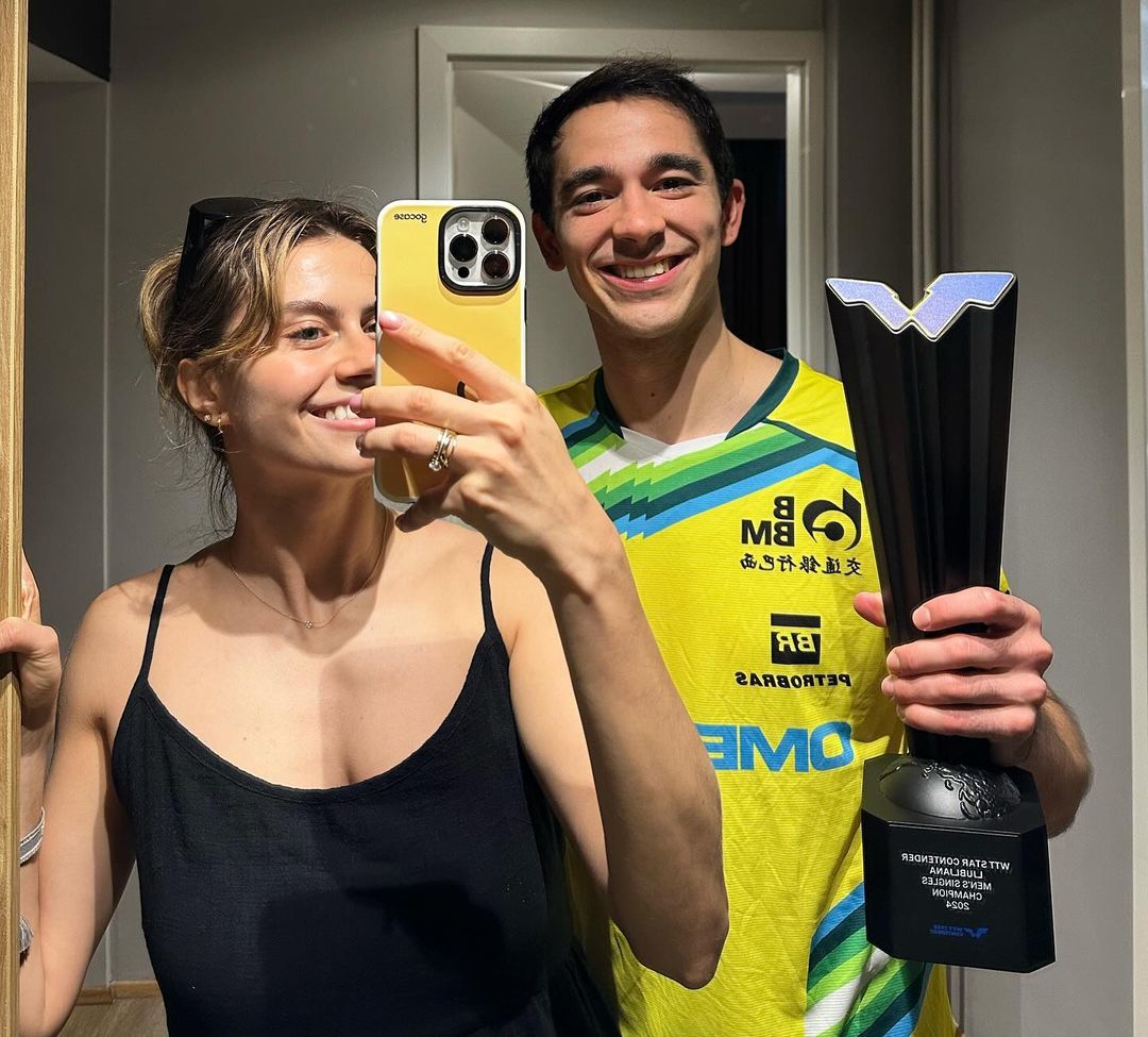 Hugo Calderano é namorado da também mesatenista e atleta olímpica, Bruna Takahashi Reprodução/Instagram