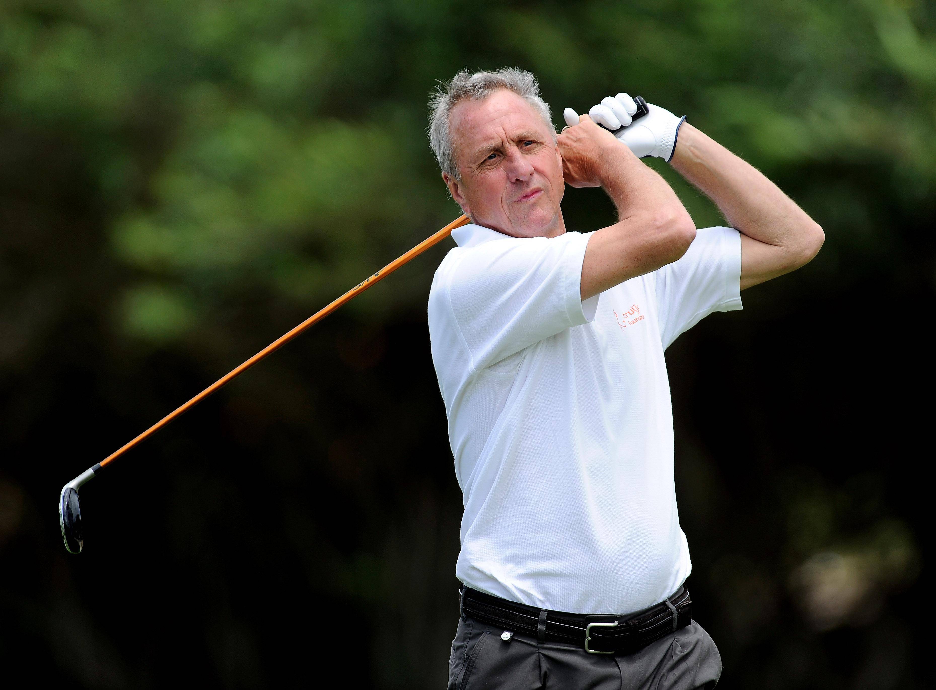 Johann Cruyff durante partida de golfe na Espanha. Foto: Getty Images