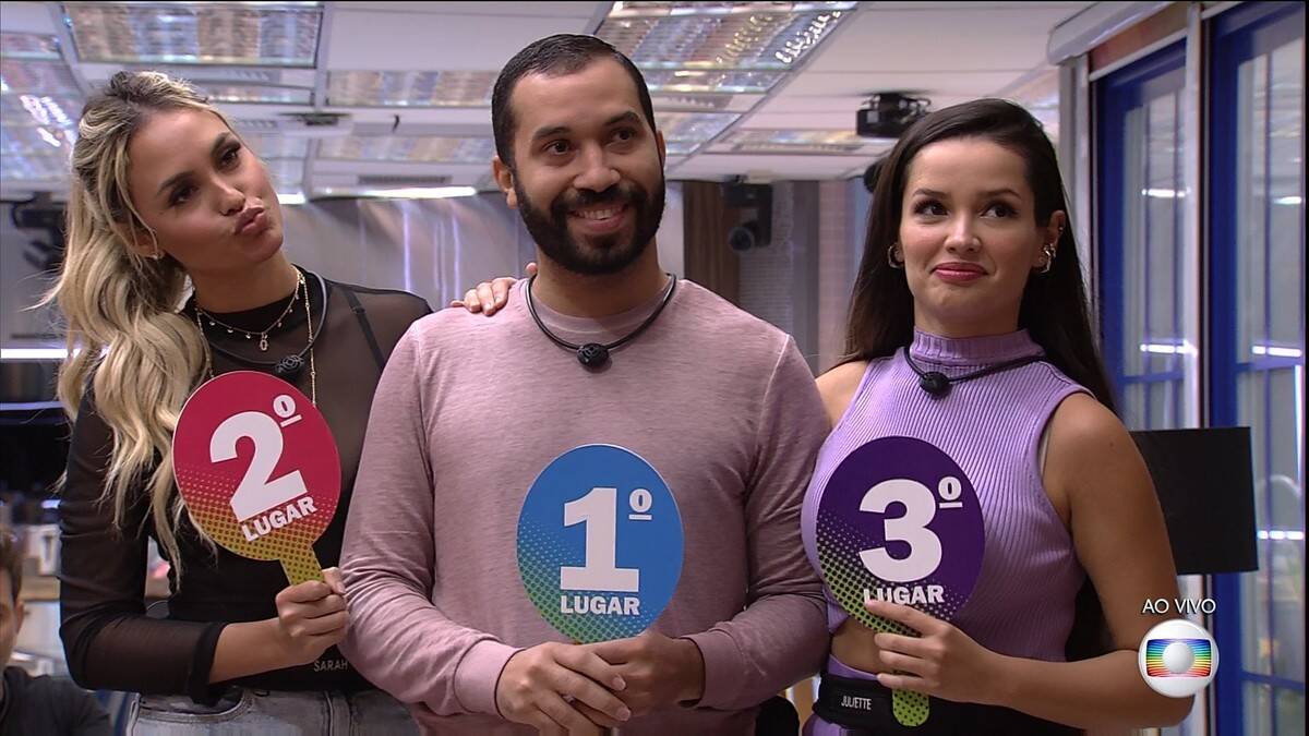 Gil do Vigor formou o G3 ao lado de Juliette Freire e Sarah Andrade Divulgação/Globo