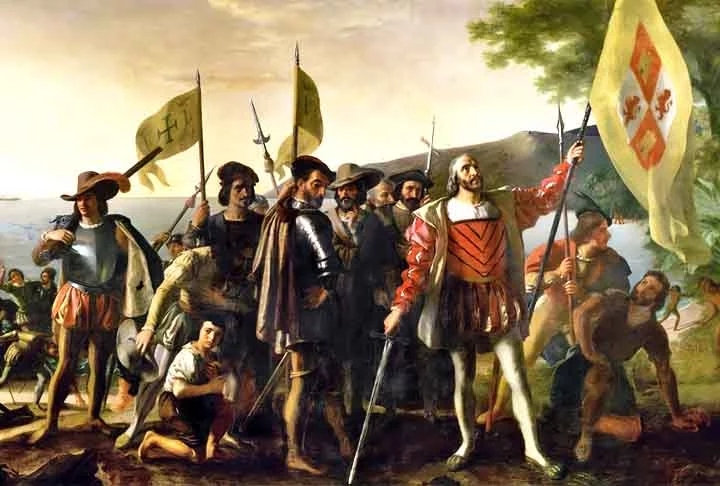Colombo começou por seguir o ofício de tecelão, mas muito cedo ter-se-á interessado pela navegação. Foi em Portugal que ele começou a. conceber o seu projeto de viagem para o Ocidente, inspirado pelo ambiente febril de navegações, descobrimentos, comércio e desenvolvimento científico Reprodução: Flipar