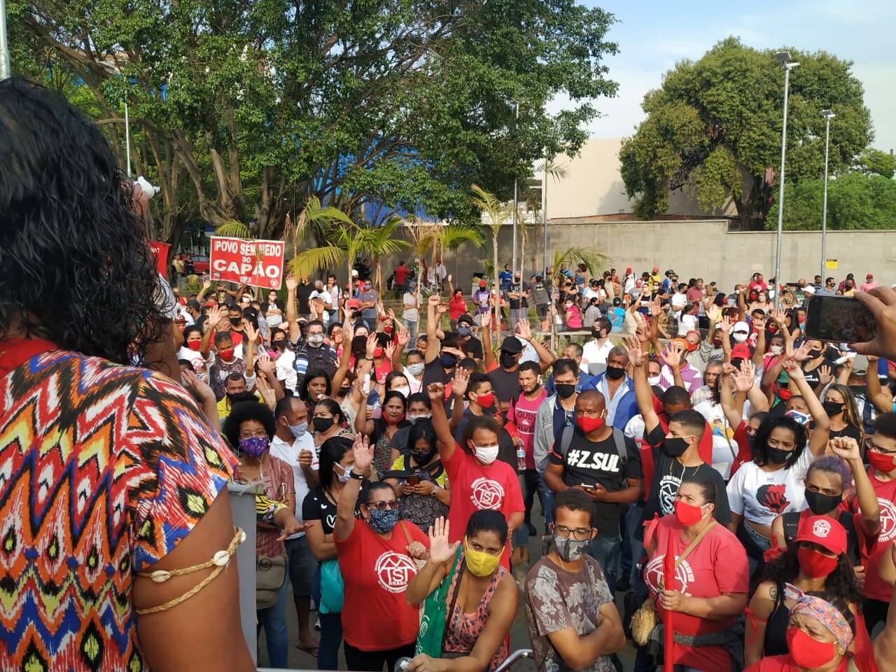 Protesto do MTST contra o despejo de famílias durante a pandemia de Covid-19.. Foto: Divulgação/MTST