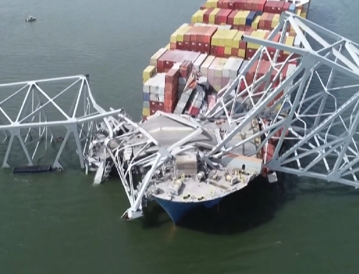 O navio de carga que causou a queda de uma ponte de 2,5 km de extensão no Porto de Baltimore, nos Estados Unidos, já tinha causado um acidente na Bélgica em 2016. Reprodução: Flipar