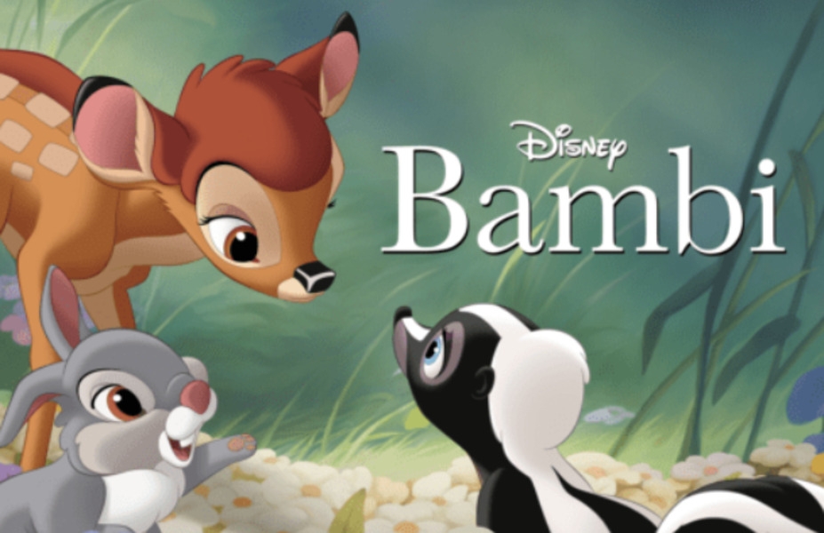 Da mesma forma, cervos são animais que, aind filhotes, têm aparência graciosa e inspiram animações infantis. É o caso de Bambi, clássico do produzido em 1942 por Walt Disney e realizado por David Hand.  Reprodução: Flipar