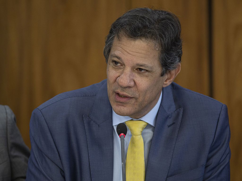 Ministro da Fazenda, Fernando Haddad, durante apresentação. Foto: Oédson Alves/Agência Brasil - 05/04/2023