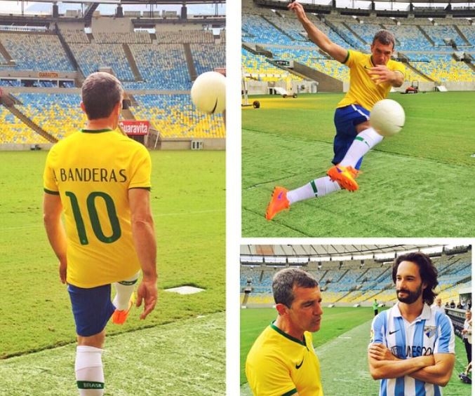 Em 2015, ele jogou futebol no Maracanã, num evento que reuniu atores (na foto, com Rodrigo Santoro).   Reprodução: Flipar