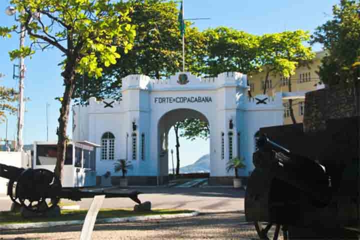 No rochedo dessa praia, construíram uma capela em homenagem à santa. Ela, com o tempo, passou a designar a praia e o bairro e foi demolida em 1918, para ser erguido, em seu lugar, o atual Forte de Copacabana. Reprodução: Flipar