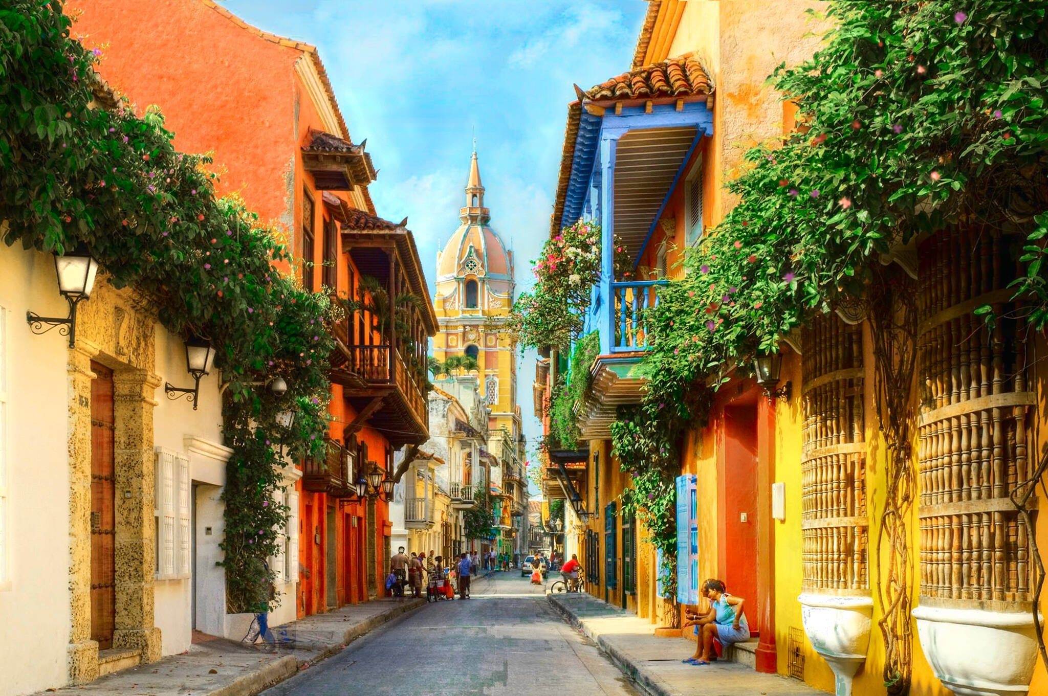 O centro histórico de Cartagena de Índias, na Colômbia, é colorido e muito bonito. Foto: Divulgação/Interpoint