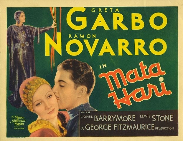 A história de Mata Hari já inspirou as artes. No cinema, o filme mais famoso sobre ela foi protagonizado por Greta Garbo e Ramon Novarro, em 1931.  Reprodução: Flipar