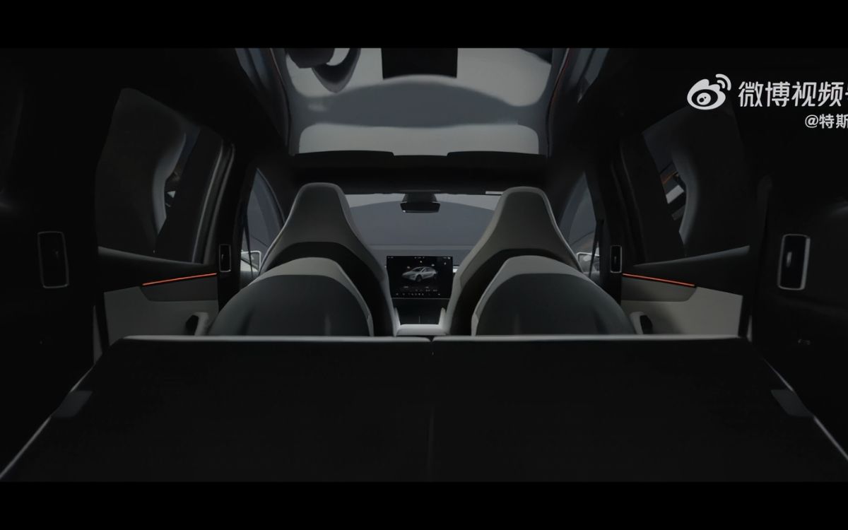 Interior do Model YL. Foto: Reprodução/Tesla/Weibo