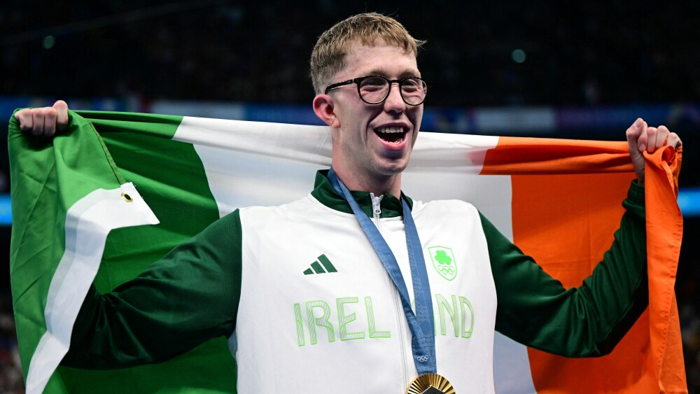 Daniel  Wiffen, nadador irlandês que ganhou a medalha de ouro nas Olimpíadas de Paris 2024 Reprodução