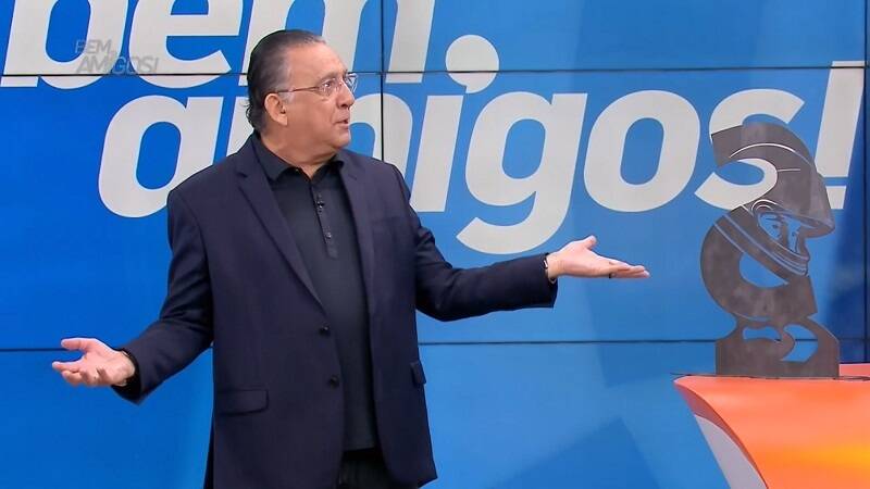 Galvão Bueno no programa "Bem, Amigos". Foto: Reproduçao TV Globo