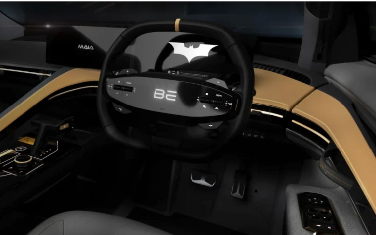 Volante do Mahindra BE 6 Batman Edition. Foto: Divulgação/Mahindra 
