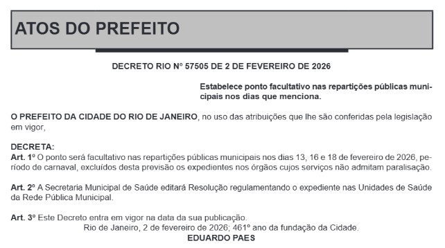Decreto da Prefeitura do Rio de Janeiro (RJ) Diário Oficial do Município do Rio de Janeiro (RJ)