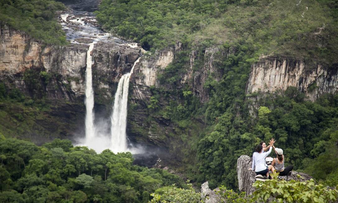 Salto do Rio Preto, no Parque Nacional da Chapada dos Veadeiros, em Goiás . Foto: Hermes de Paula / Agência O Globo