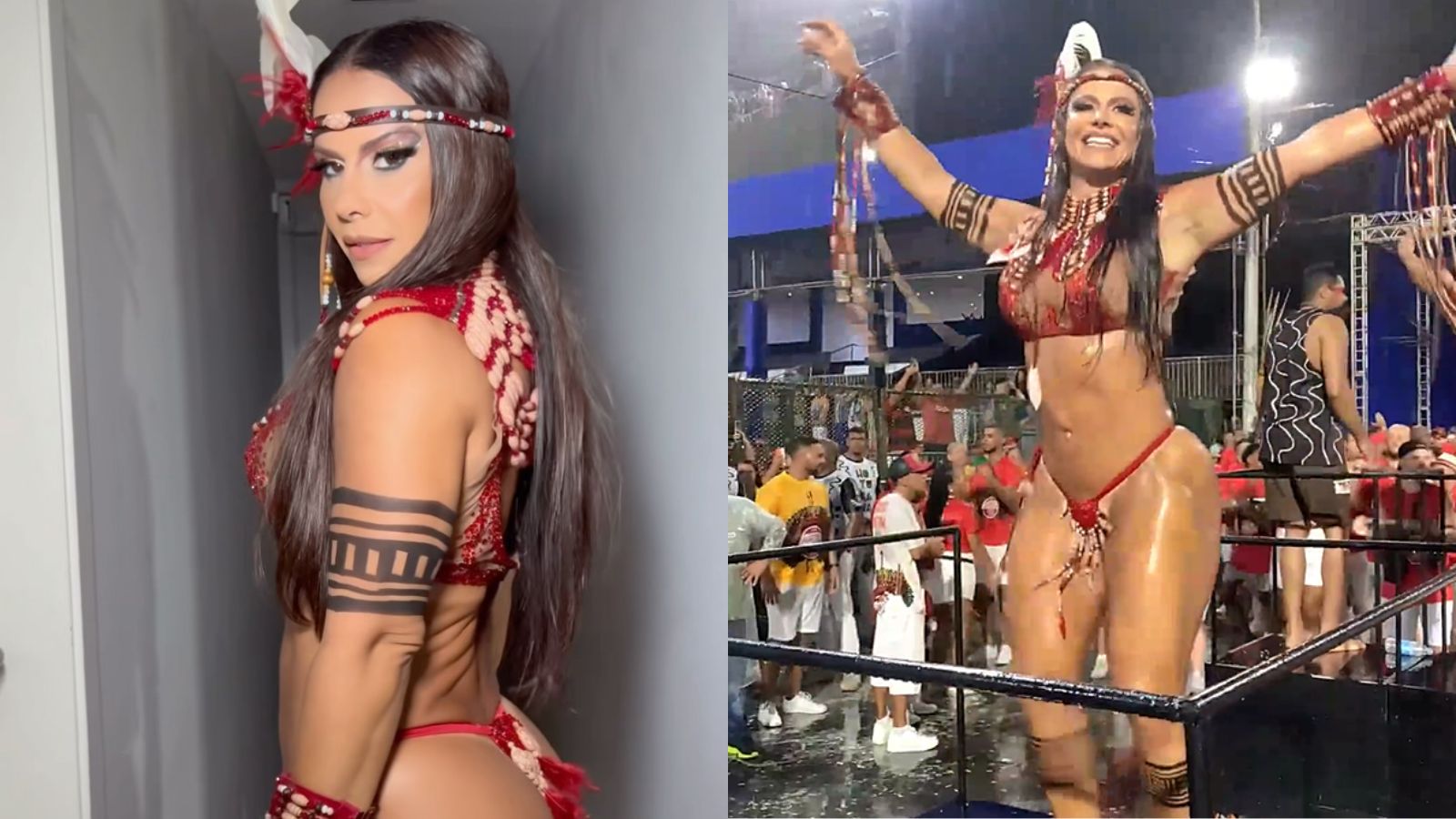 Viviane Araújo participou de ensaio de Carnaval debaixo da chuva Reprodução/Instagram - 22.01.2024