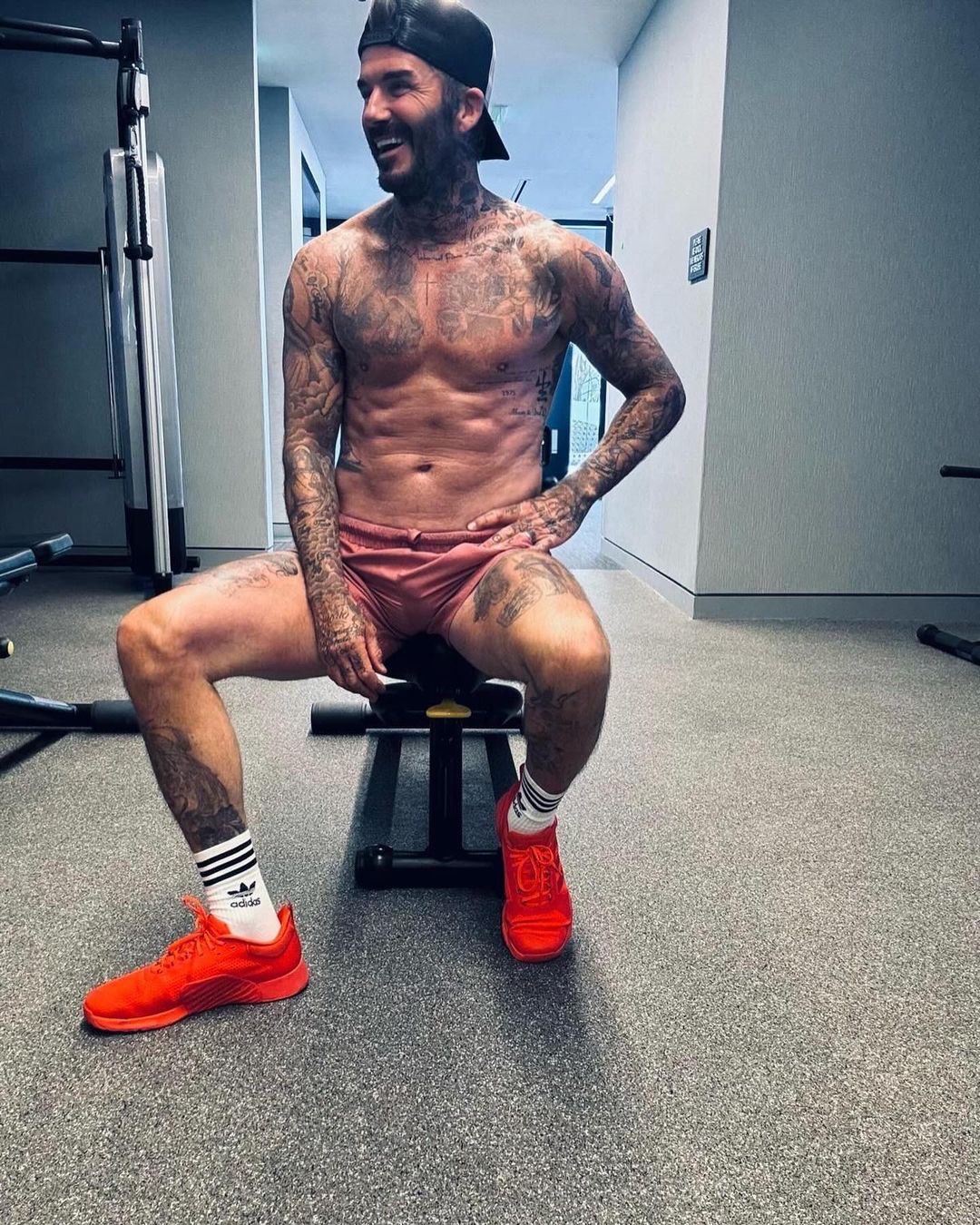 David Beckham sem camisa e de shortinho em treino Reprodução/Instagram - 13.04.2024