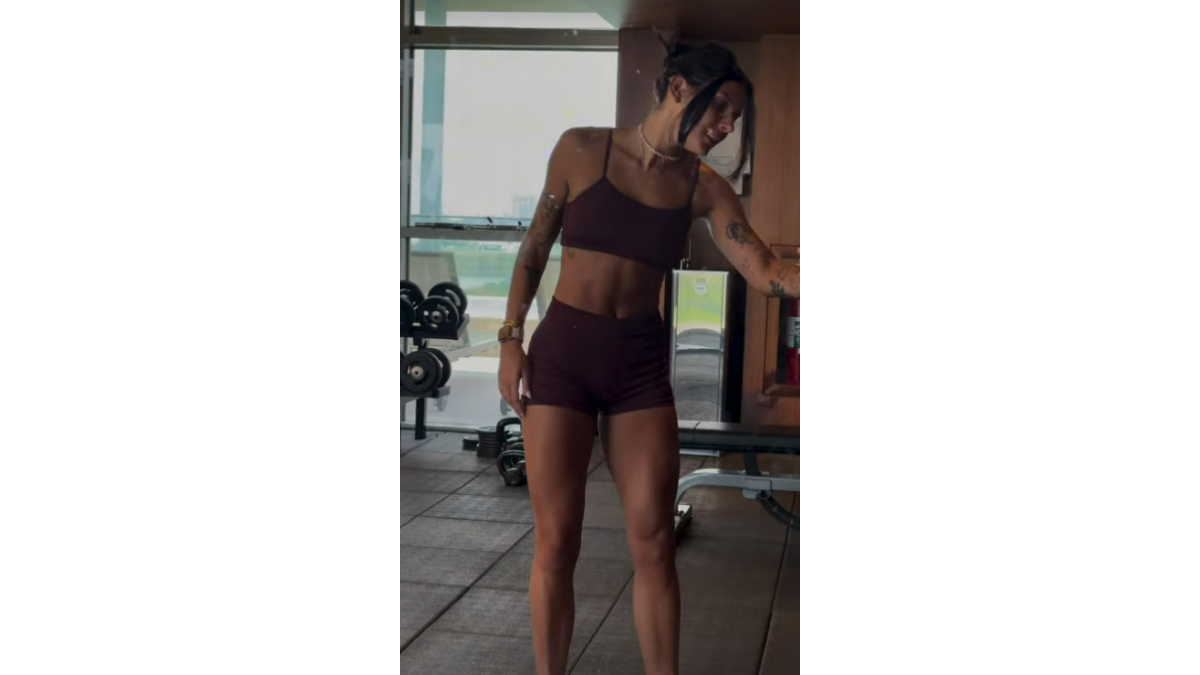 Ana Castela na academia. Foto: Reprodução/Instagram/@anacastelacantora