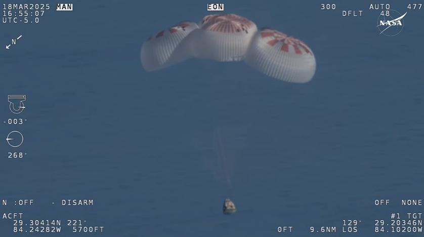 Pouso ocorreu no Golfo do México. Foto: Nasa
