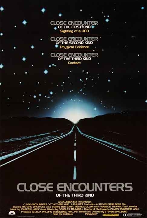 “Contatos Imediatos do Terceiro Grau” - Dirigido por Steven Spielberg, que também ecsreveu o roteiro, ao lado de seis co-roteiristas. Entrou em cartaz em 1977.