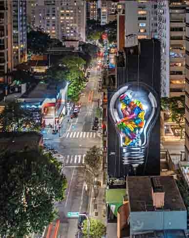 O artista tem painéis espalhados por todas as regiões da cidade de São Paulo, sua terra natal.  Reprodução: Flipar