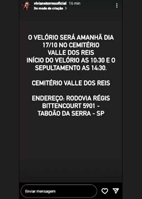O corpo do atleta foi velado e sepultado nesta terça-feira no cemitério Valle dos Reis, em Taboão da Serra, na Grande São Paulo.