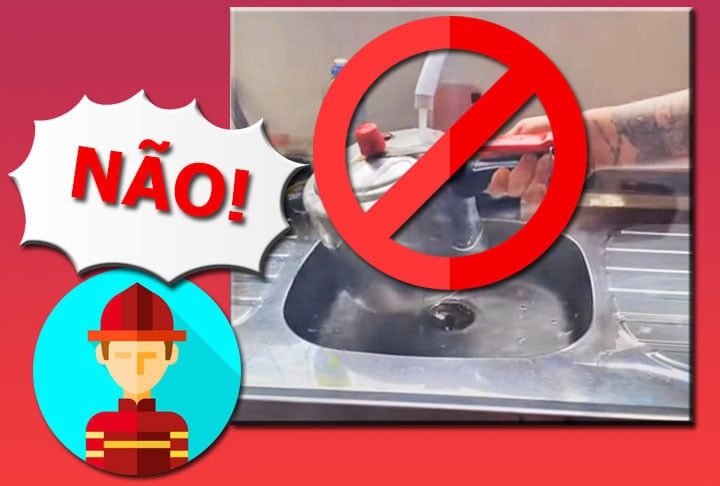 Nunca se deve tentar acelerar a retirada da pressão, colocando, por exemplo, a panela embaixo de água corrente.