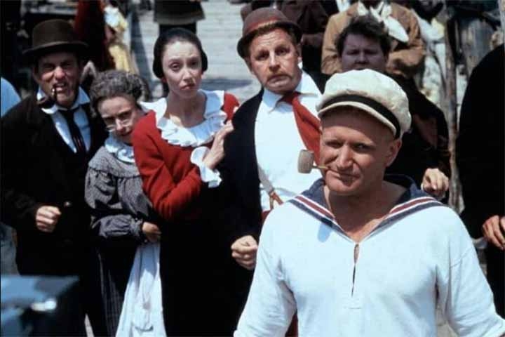 Nesse último longa, Robin Williams (“Gênio Indomável”) interpretou Popeye e Shelley Duvall (“O Iluminado”) fez Olivia Palito. 
 Reprodução: Flipar