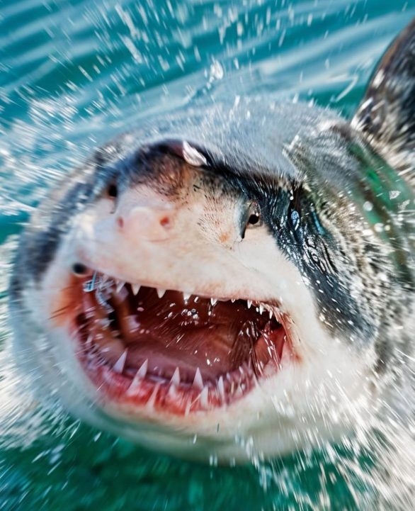 “Tubarões-brancos são extremamente competitivos. Se você se aproxima da presa dele, ele larga o peixe para confrontar você”, esclareceu. Reprodução: Flipar