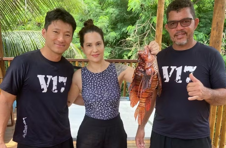 “Nós entramos em contato com algumas instituições, principalmente do Caribe, e não existe nenhum registro de peixes-leão com mais de 47 centímetros”, afirmou Messias. 
 Reprodução: Flipar