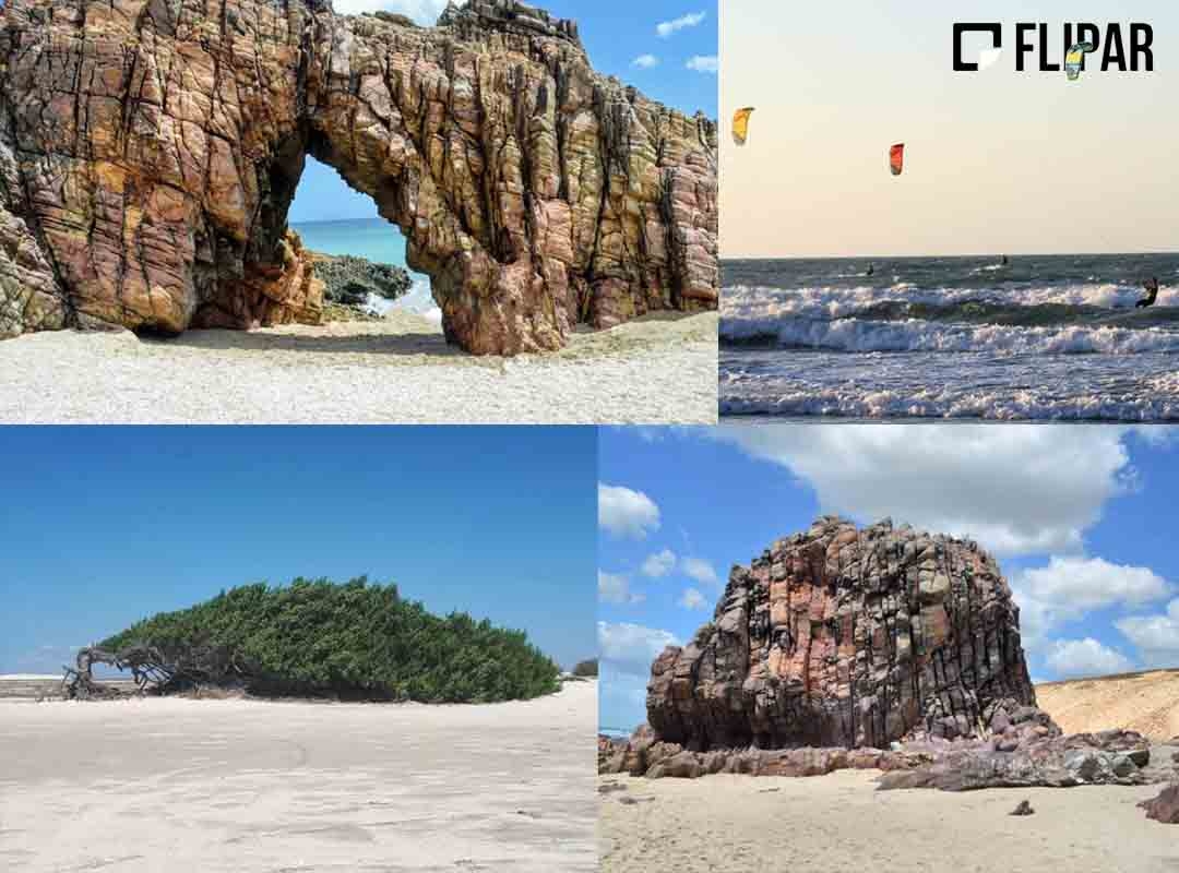 Parque Nacional de Jericoacoara, Ceará: O parque abrange uma área de aproximadamente 8,4 mil hectares e é conhecido por suas paisagens de dunas, praias paradisíacas, lagoas de água doce e manguezais. Reprodução: Flipar