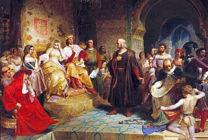 Em 6 de setembro, partiu de San Sebastián de la Gomera para o que acabou por ser uma viagem de cinco semanas através do oceano. A terra foi avistada às duas horas da manhã de 12 de outubro de 1492, por um marinheiro chamado Rodrigo de Triana. Reprodução: Flipar