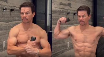 Mark Wahlberg, de 53 anos, ostenta um abdômen trincado e mostra frequentemente os treinos em publicações nas redes sociais Reprodução