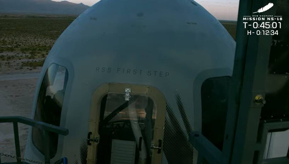 Cápsula da nave da Blue Origin. Foto: Reprodução/Youtube