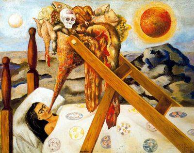 Um dos quadro de Frida, 'Sin Esperanza', de 1945, mostra a artista na cama, onde passava muito tempo por conta de suas dores. Foto: Reprodução