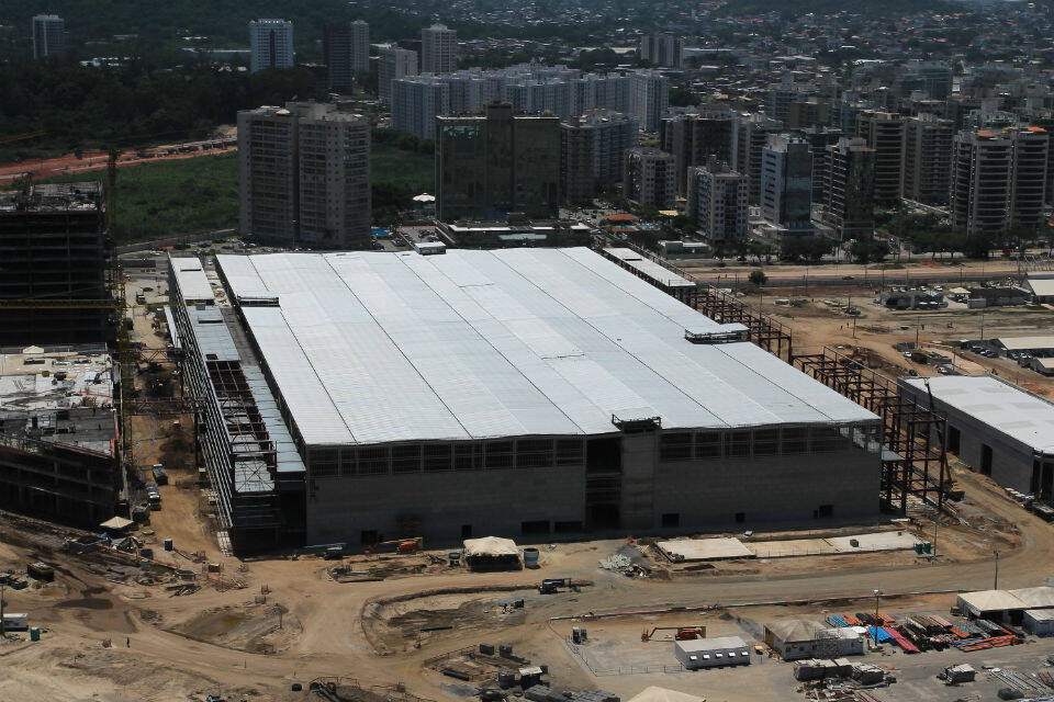 Obras nas instalações do centro internacional de transmissões (IBC), de onde são transmitidas as imagens de TV, em março de 2015. Foto: Divulgação/Rio 2016